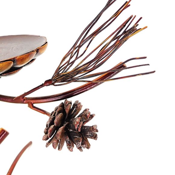 Metallic Pine Branch Cone Candle Holder Centerpiece Copper Finish 8.5" - Picture 4 of 8